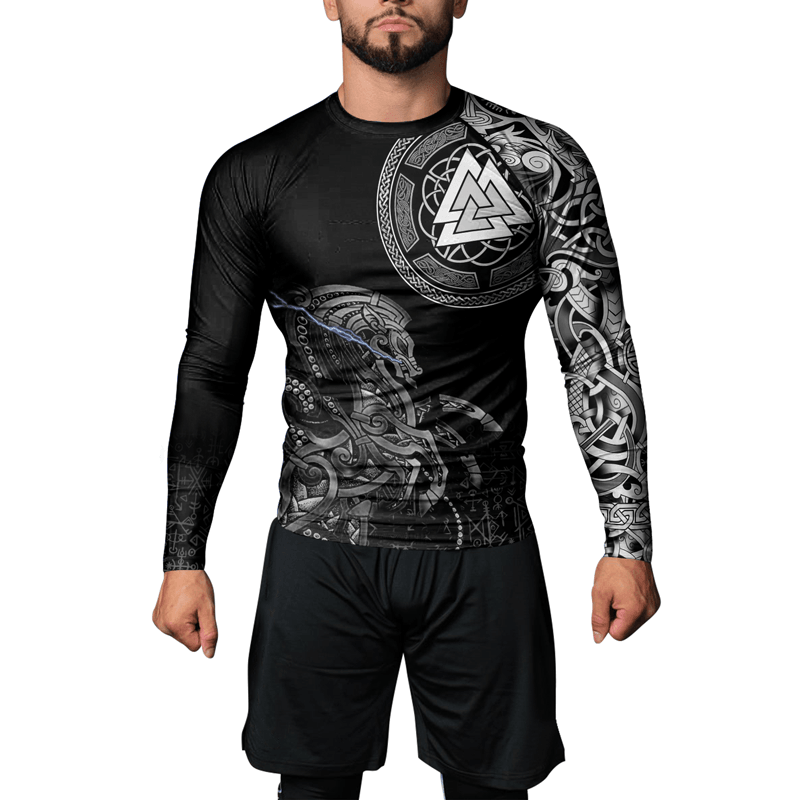 Rashninja Sleipnir Odin Horse Men's Long Sleeve Rash Guard - Rashninja LLC