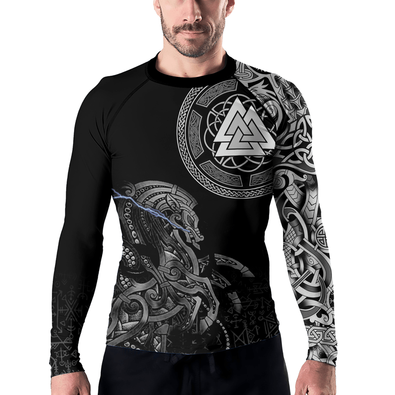 Rashninja Sleipnir Odin Horse Men's Long Sleeve Rash Guard - Rashninja LLC