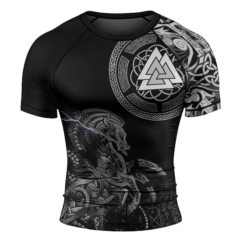 Rashninja Sleipnir Odin Horse Men's Short Sleeve Rash Guard - Rashninja LLC