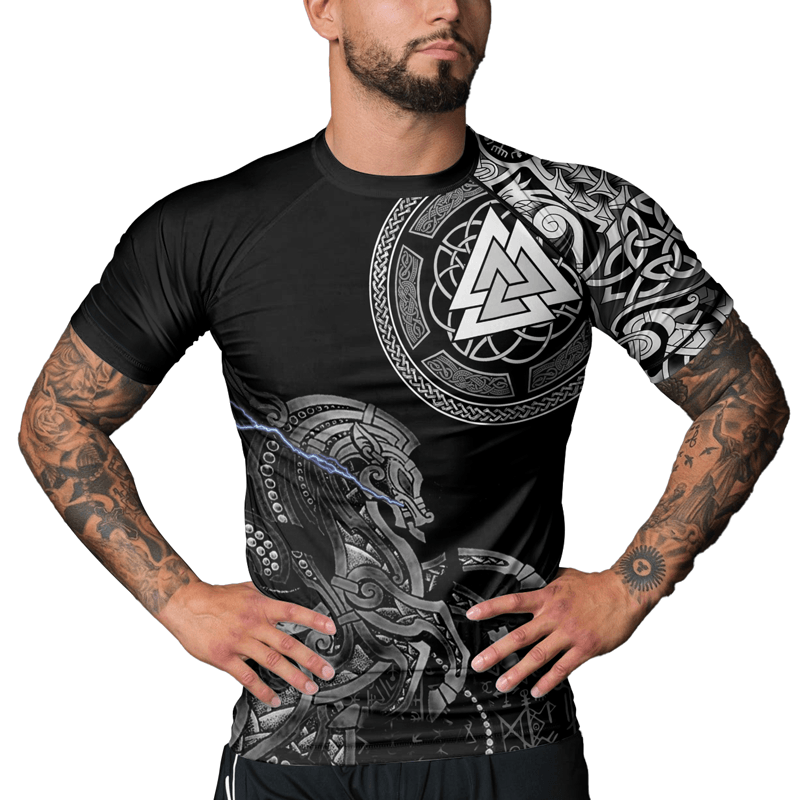 Rashninja Sleipnir Odin Horse Men's Short Sleeve Rash Guard - Rashninja LLC