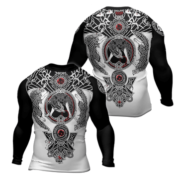 Rashninja Viking And Wolf Men's Long Sleeve Rash Guard - Rashninja LLC