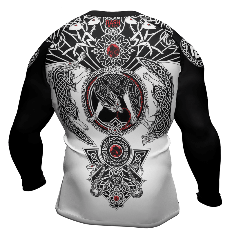 Rashninja Viking And Wolf Men's Long Sleeve Rash Guard - Rashninja LLC