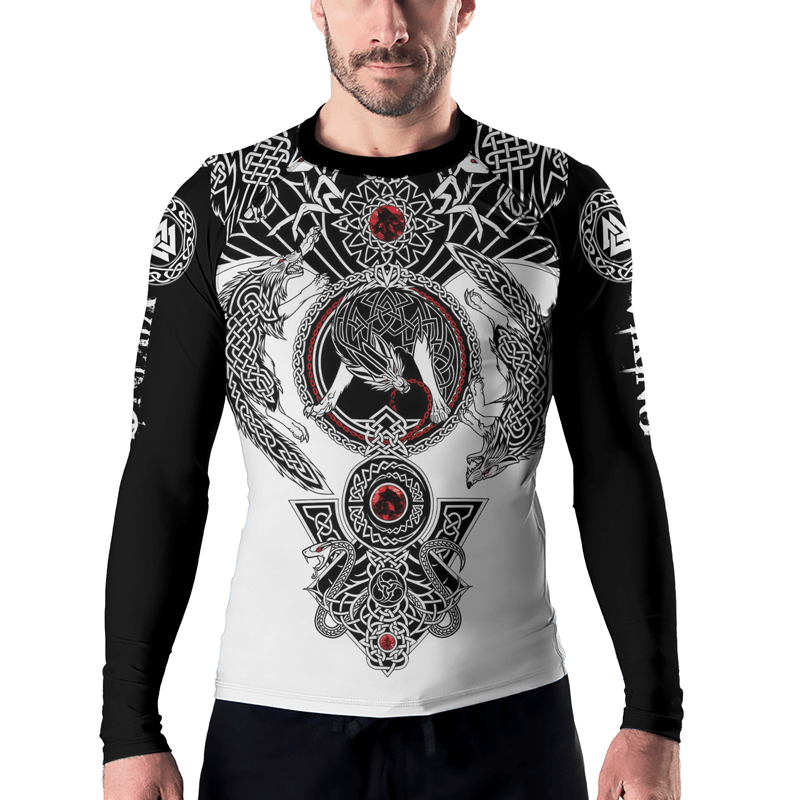 Rashninja Viking And Wolf Men's Long Sleeve Rash Guard - Rashninja LLC