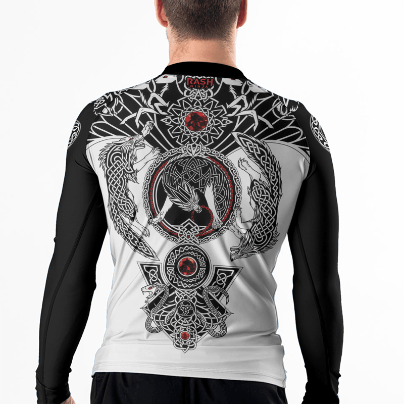 Rashninja Viking And Wolf Men's Long Sleeve Rash Guard - Rashninja LLC