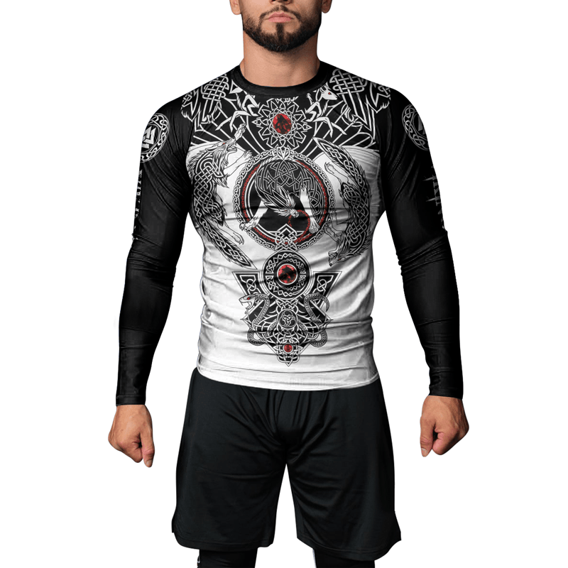 Rashninja Viking And Wolf Men's Long Sleeve Rash Guard - Rashninja LLC