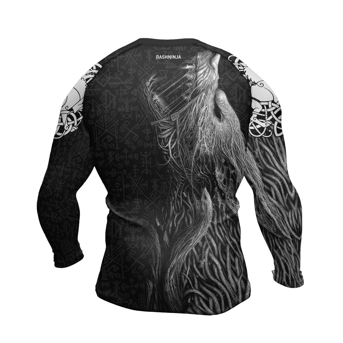 Rashninja Viking Howling Wolf Men's Long Sleeve Rash Guard - Rashninja LLC