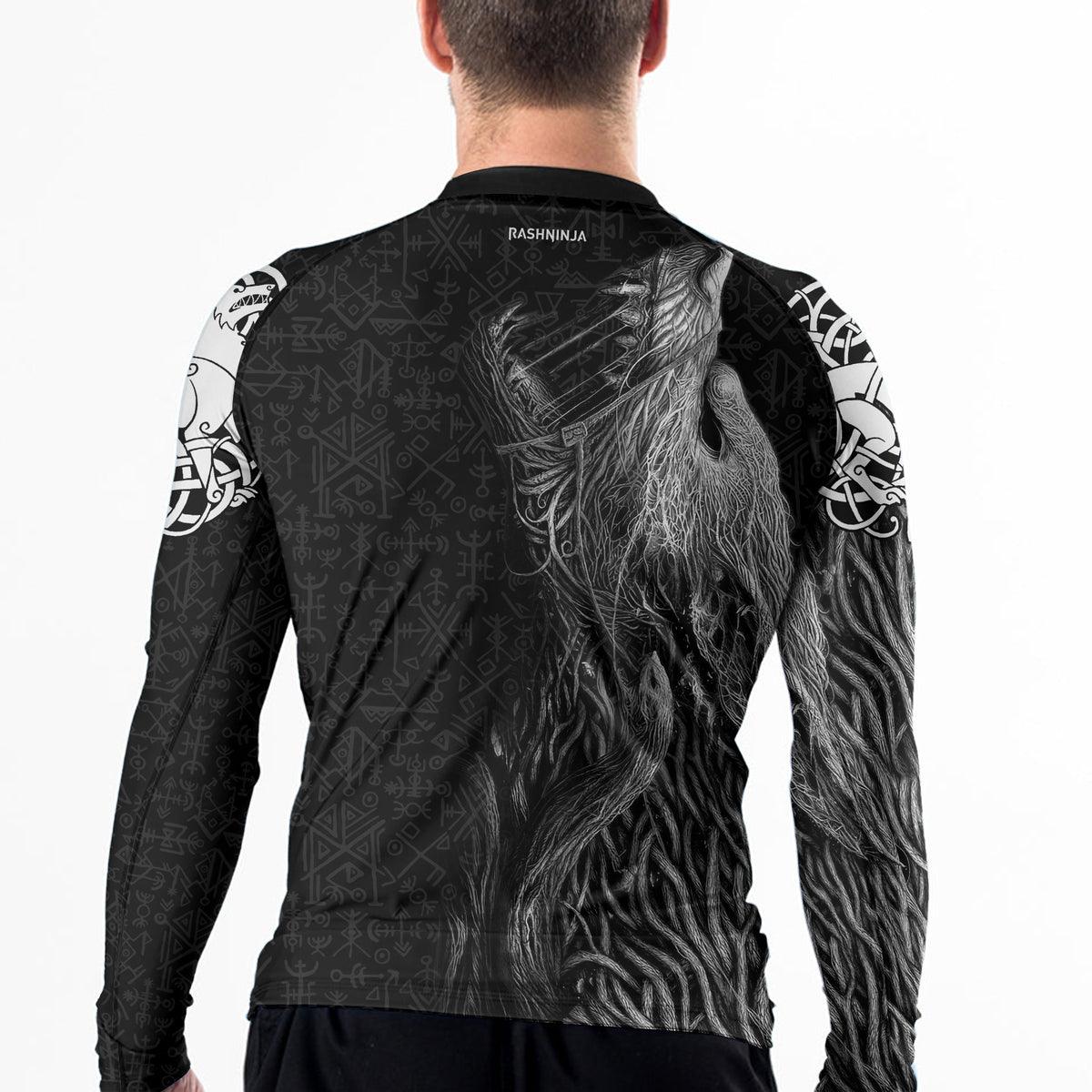 Rashninja Viking Howling Wolf Men's Long Sleeve Rash Guard - Rashninja LLC