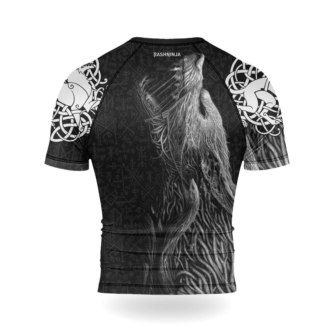 Rashninja Viking Howling Wolf Men's Short Sleeve Rash Guard - Rashninja LLC