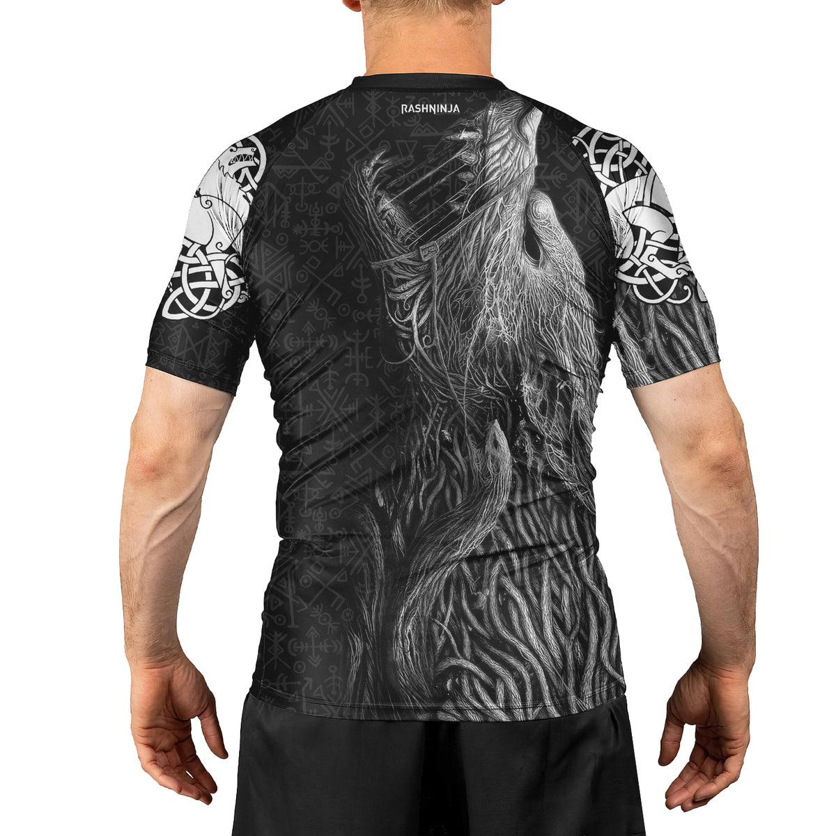 Rashninja Viking Howling Wolf Men's Short Sleeve Rash Guard - Rashninja LLC