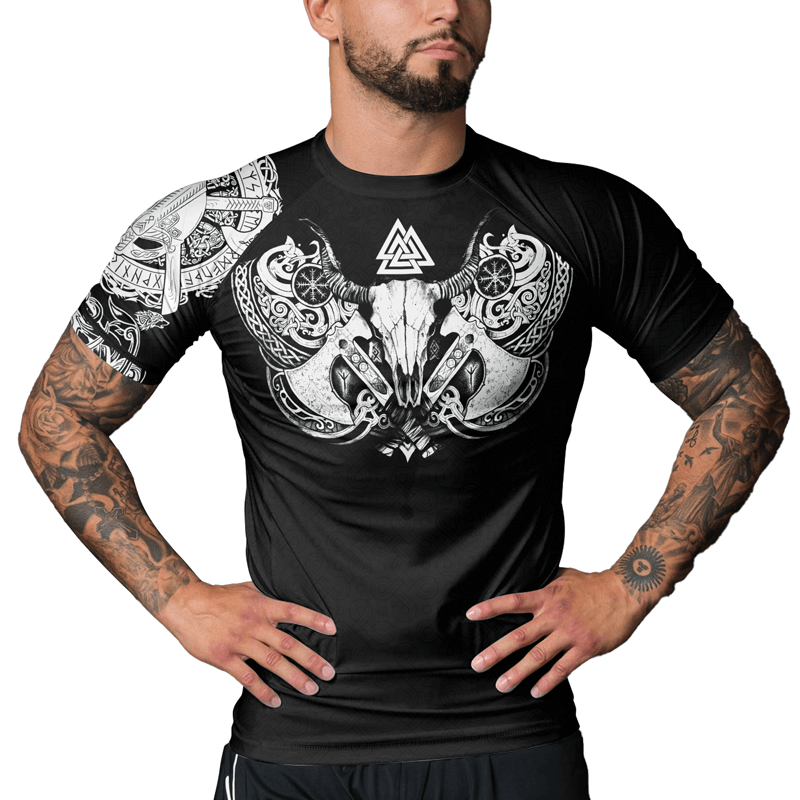 Rashninja Viking Valhalla Axe Men's Short Sleeve Rash Guard - Rashninja LLC