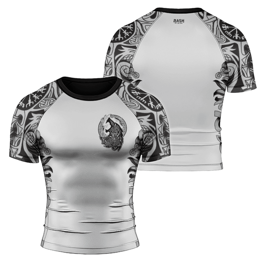 Rashninja Viking Wolf Fenrir Men's Short Sleeve Rash Guard - Rashninja LLC