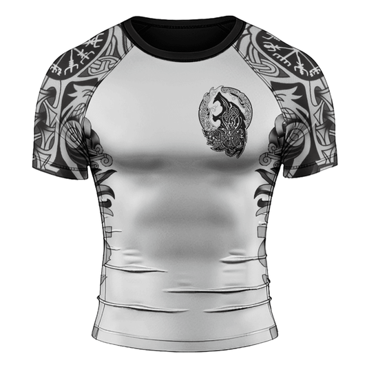 Rashninja Viking Wolf Fenrir Men's Short Sleeve Rash Guard - Rashninja LLC