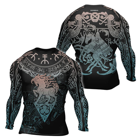 Rashninja Warrior Horse Men's Long Sleeve Rash Guard - Rashninja LLC