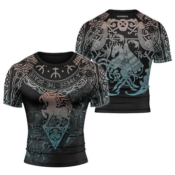 Rashninja Warrior Horse Men's Short Sleeve Rash Guard - Rashninja LLC