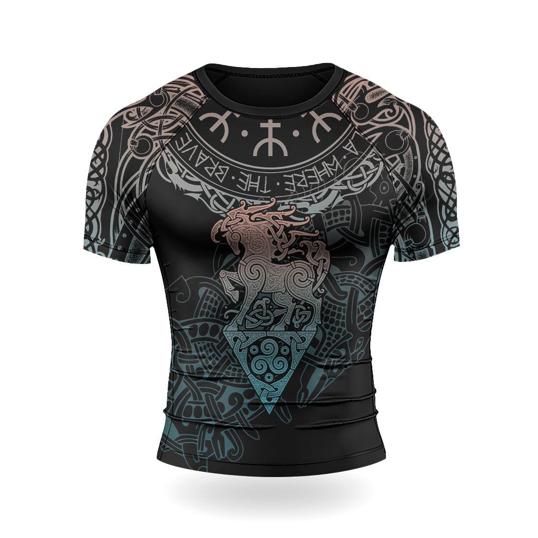 Rashninja Warrior Horse Men's Short Sleeve Rash Guard - Rashninja LLC