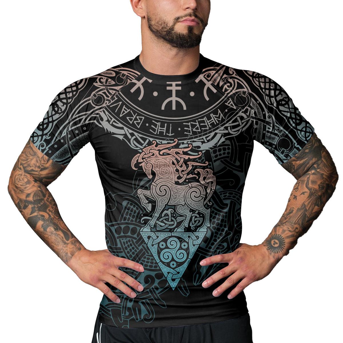 Rashninja Warrior Horse Men's Short Sleeve Rash Guard - Rashninja LLC