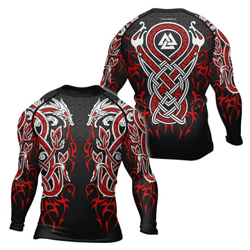 Rashninja Viking Dragon Majesty Ranked Men's Long Sleeve Rash Guard - Rashninja LLC