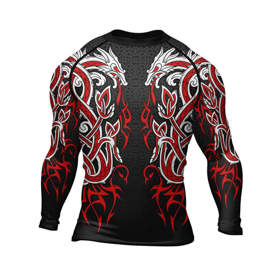 Rashninja Viking Dragon Majesty Ranked Men's Long Sleeve Rash Guard - Rashninja LLC