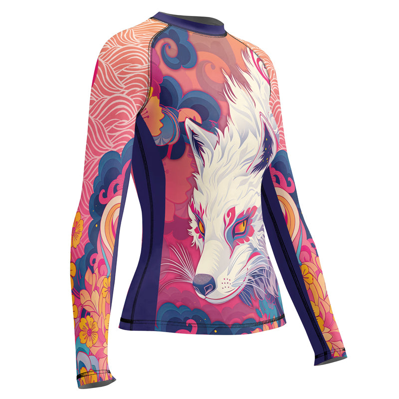 Rashninja Japanese White Kitsune Women's Long Sleeve Rash Guard