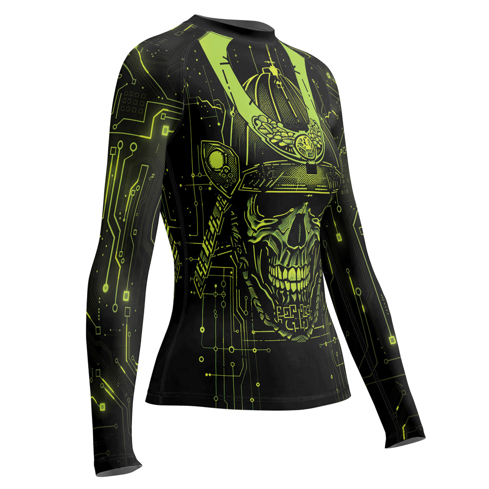 Rashninja Cyber Samurai Circuit Green Women's Long Sleeve Rash Guard

