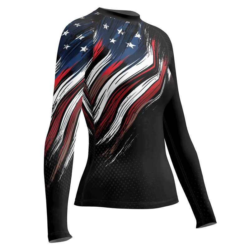 Rashninja Patriotic USA Flag Women's Long Sleeve Rash Guard