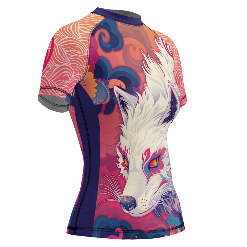 Rashninja Japanese White Kitsune Women's Short Sleeve Rash Guard