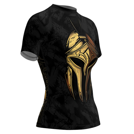 Rashninja Spartan Golden Helm Women's Short Sleeve Rash Guard