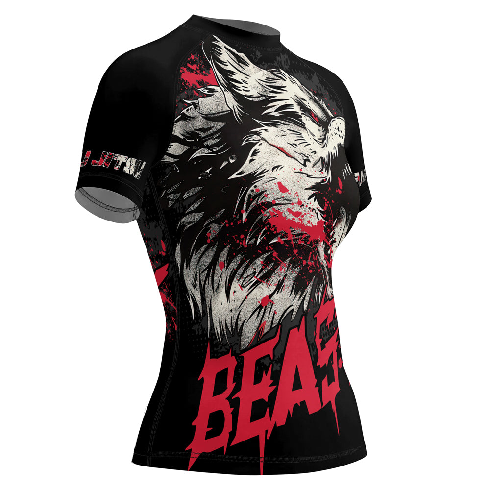 Rashninja Wolf Tribal Spirit Women's Short Sleeve Rash Guard

