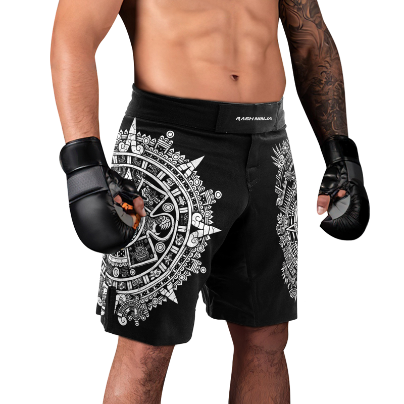 Rashninja Aztec Sun Stone Ranked Men's Fight Shorts