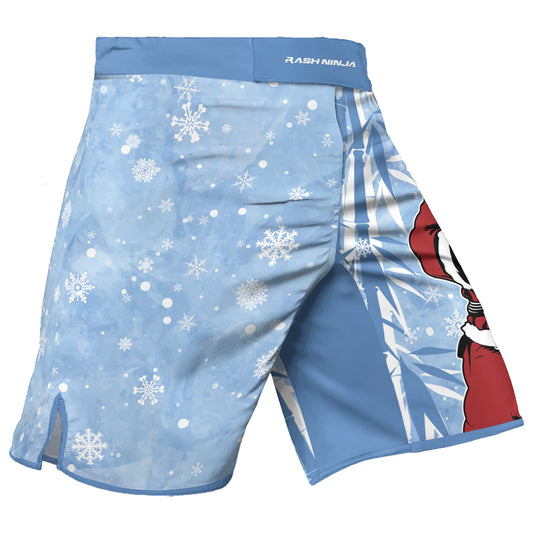 Rashninja Blue Santa Panda Kung Fu Men's Fight Shorts