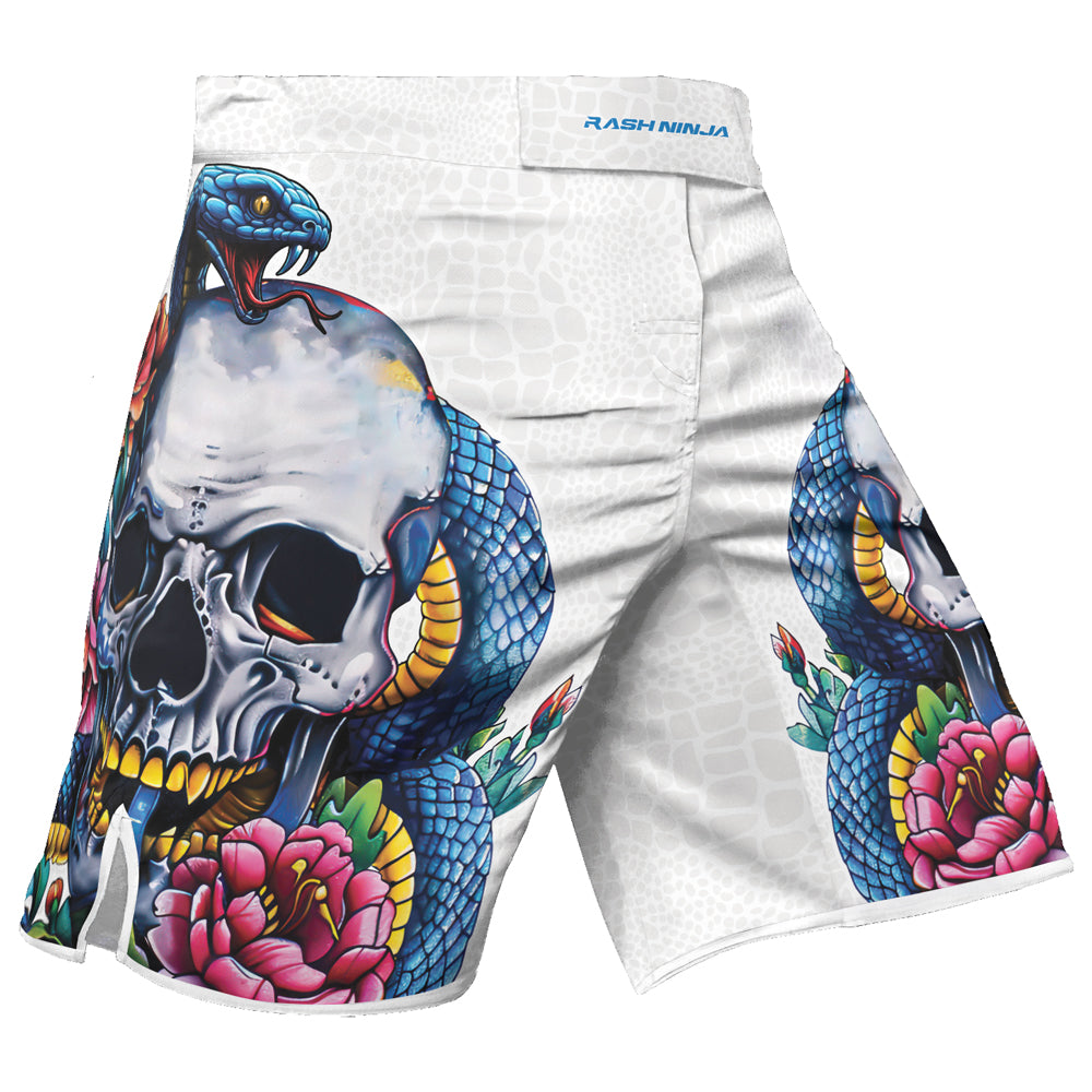 Rashninja Snake Skull Embrace Men's Fight Shorts

