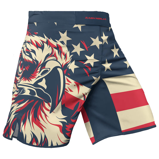 Rashninja Patriotic Eagle Flames Men's Fight Shorts