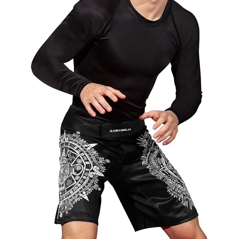 Rashninja Aztec Sun Stone Ranked Men's Fight Shorts