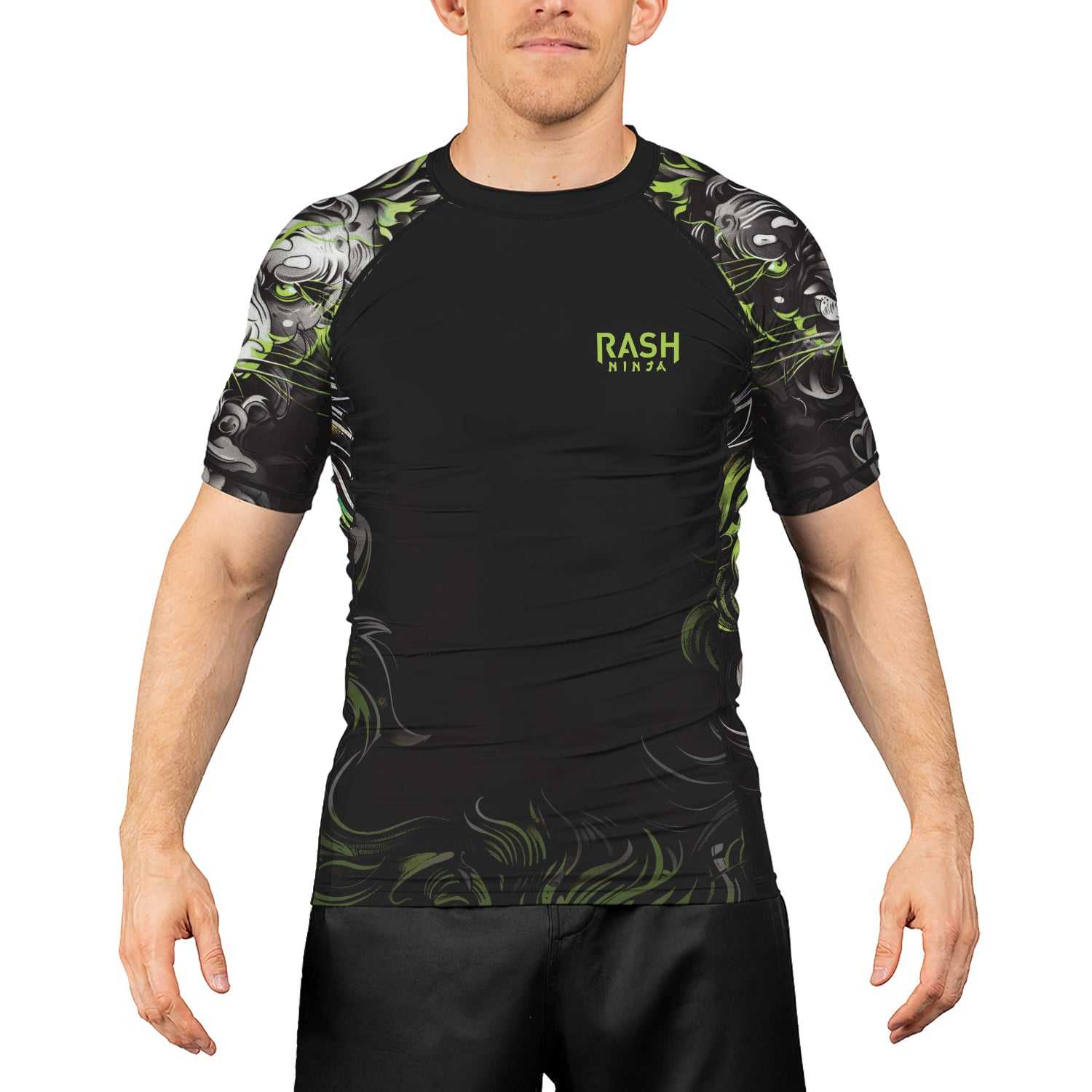 Rashninja Luminous Lion Men's Short Sleeve Rash Guard | Lion Fightwear