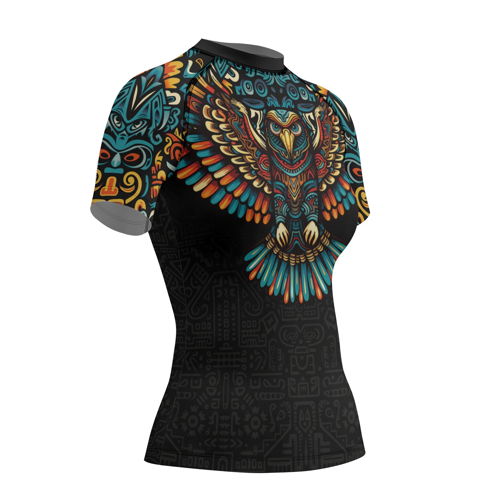 Rashninja Aztec Tribal Eagle Women's Short Sleeve Rash Guard