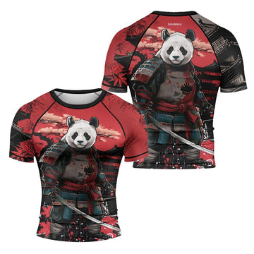 Rashninja Panda Samurai Legend Men's Short Sleeve Rash Guard - Rashninja LLC
