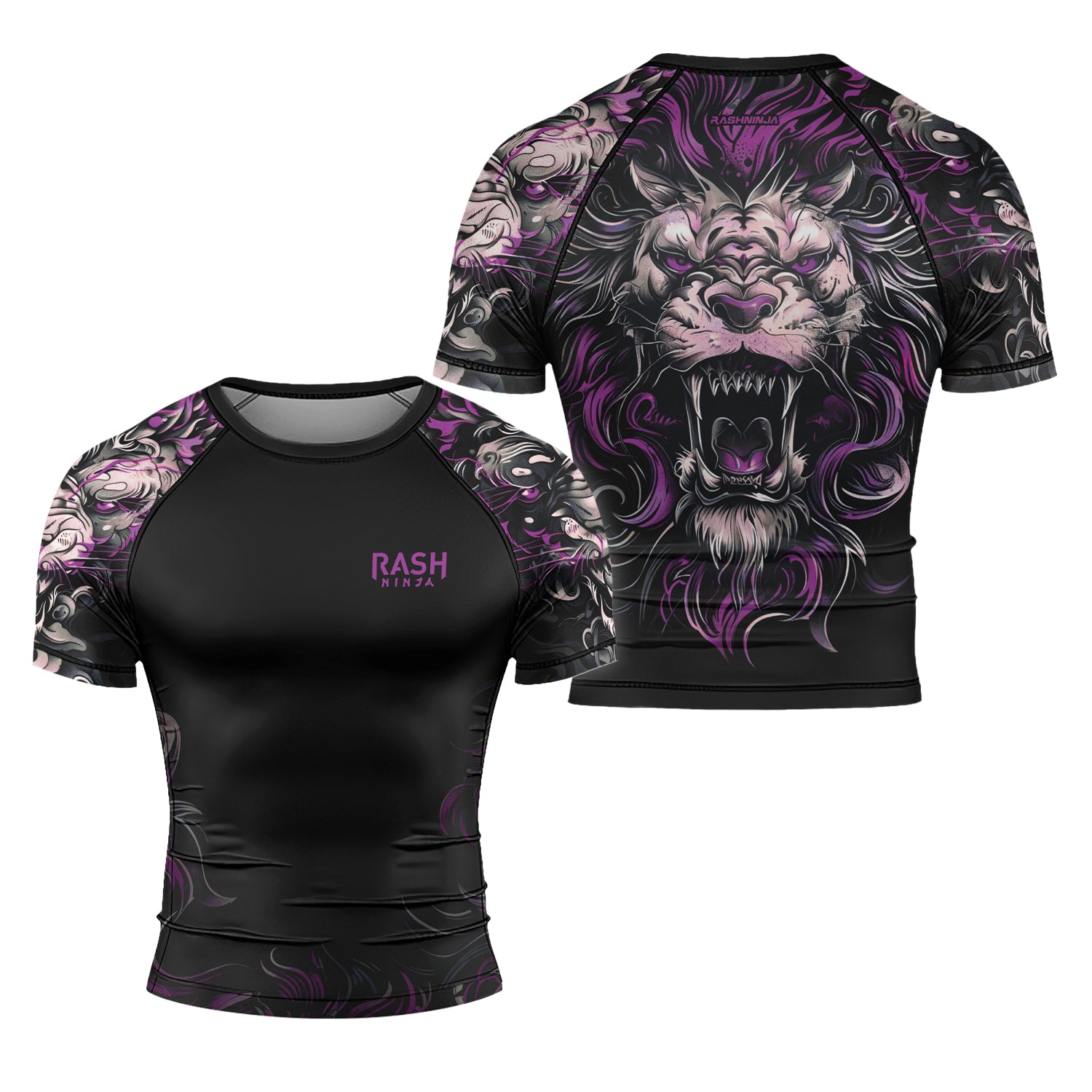 Rashninja Luminous Lion Men's Short Sleeve Rash Guard | Lion Fightwear