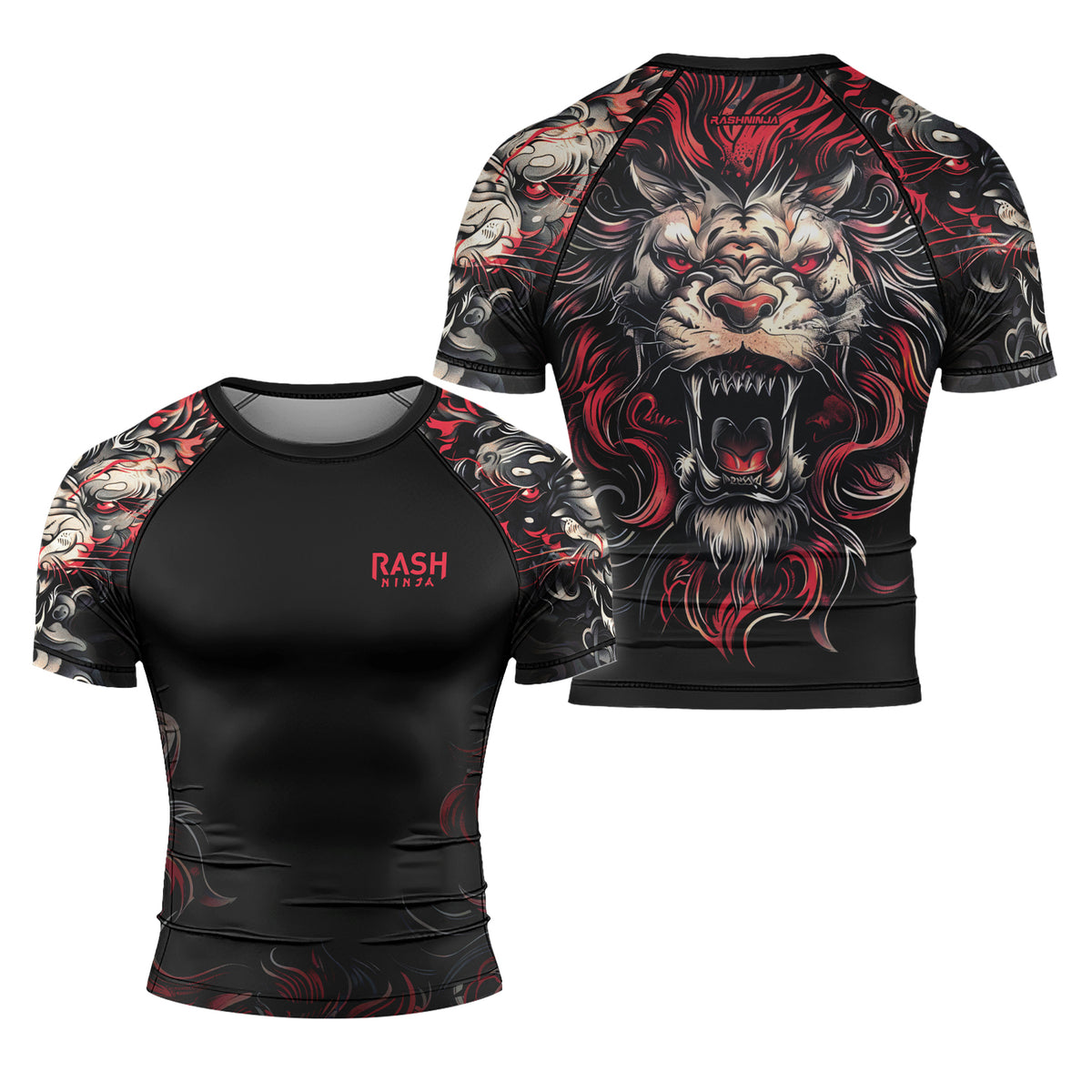 Bison Rash Guard Rashninja Luminous Lion Men's Short Sleeve Rash Guard | Lion Fightwear