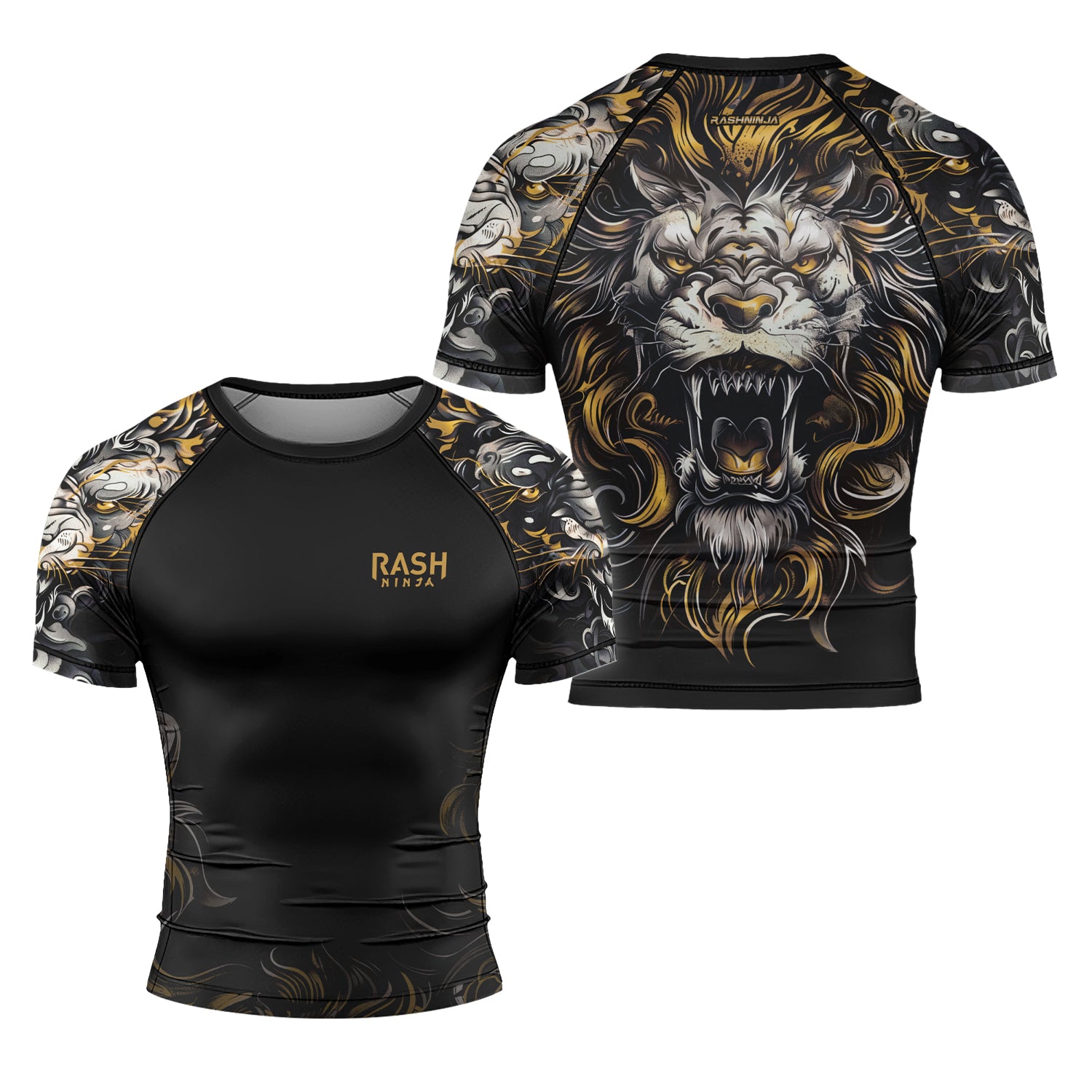 Rashninja Luminous Lion Men's Short Sleeve Rash Guard | Lion Fightwear