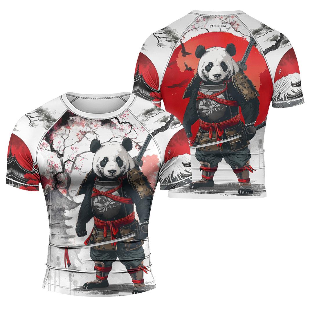 Rashninja Samurai Panda Warrior Men's Short Sleeve Rash Guard
