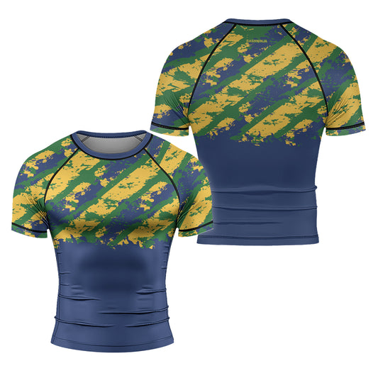 Rashninja Flag of Brazil’s Champions Men's Short Sleeve Rash Guard