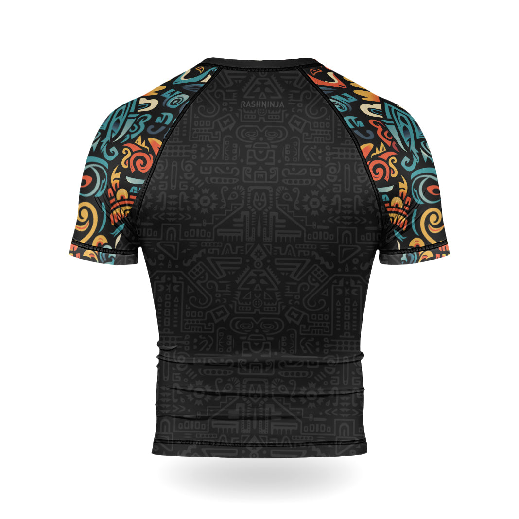 Rashninja Aztec Tribal Eagle Men's Short Sleeve Rash Guard