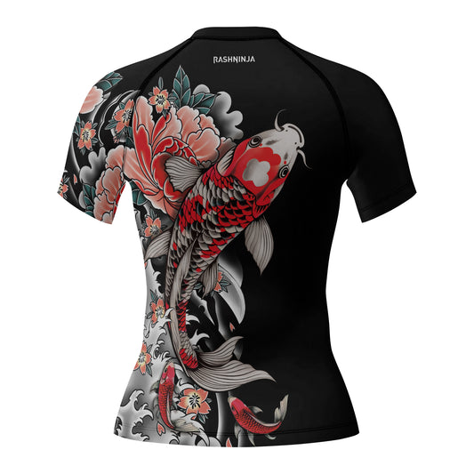 Rashninja Koi Peony Flow Women's Short Sleeve Rash Guard