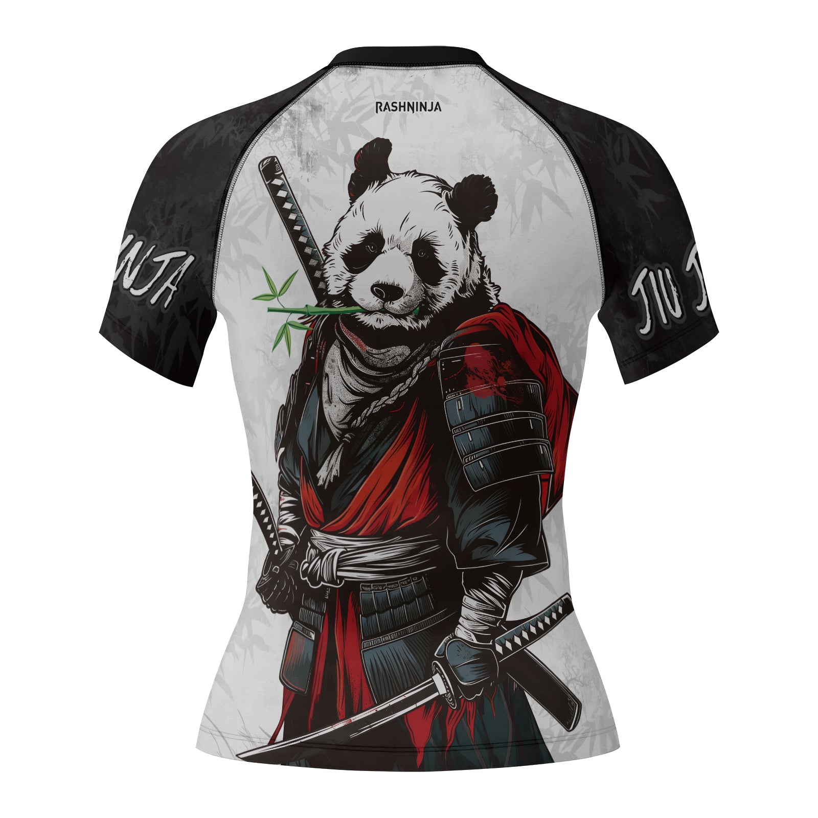 Rashninja Mystic Warrior Panda Samurai Women's Short Sleeve Rash Guard