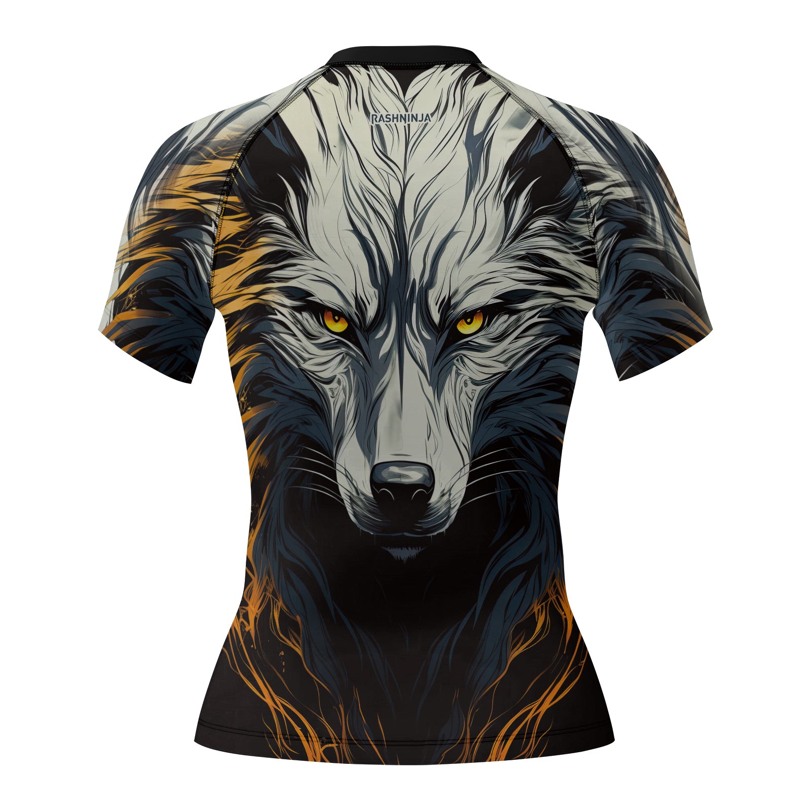 Rashninja White Alpha Wolf Women's Short Sleeve Rash Guard