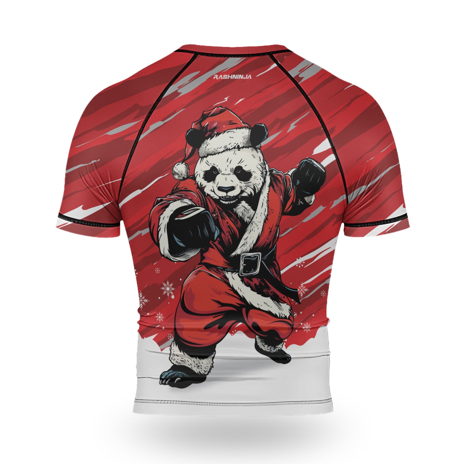 Rashninja Red Santa Panda Kung Fu Men's Short Sleeve Rash Guard