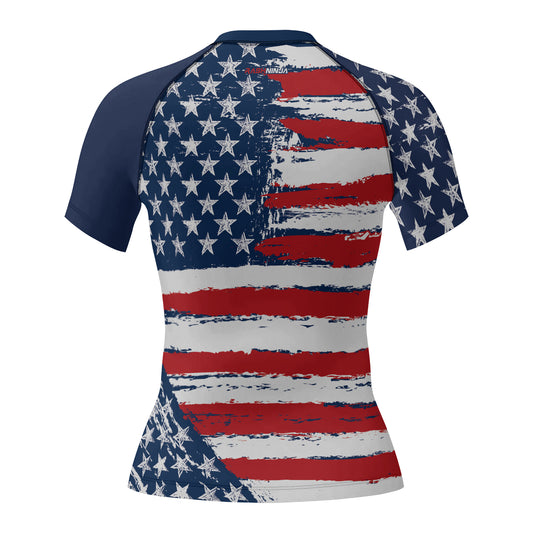 Rashninja Flag of the United States Women's Short Sleeve Rash Guard