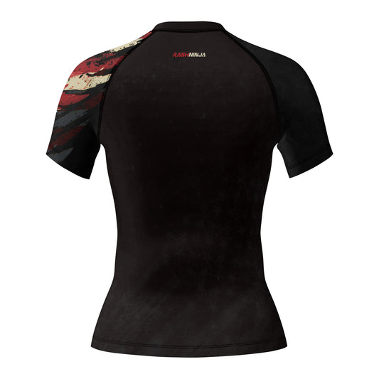 Rashninja Eagle American Flag Women's Short Sleeve Rash Guard