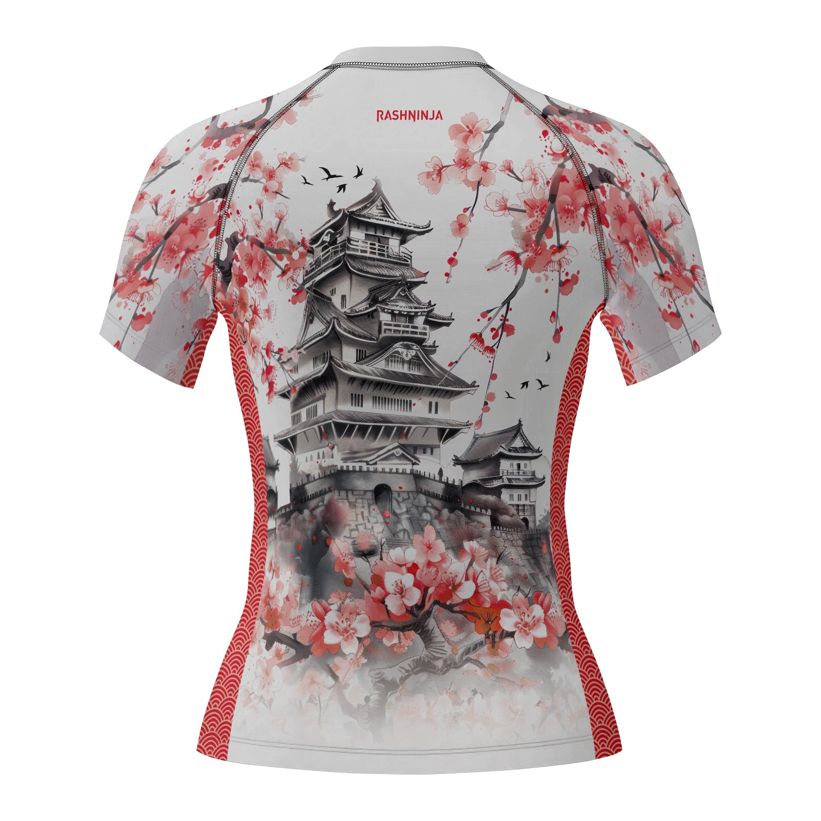 Rashninja Sakura and Castle Women's Short Sleeve Rash Guard