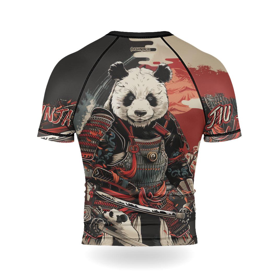 Rashninja Panda Samurai Warrior Men's Short Sleeve Rash Guard - Rashninja LLC